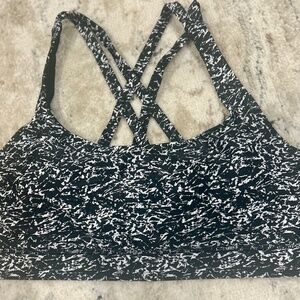 Lululemon ENERGY Sports Bra Black White Pattern size Large